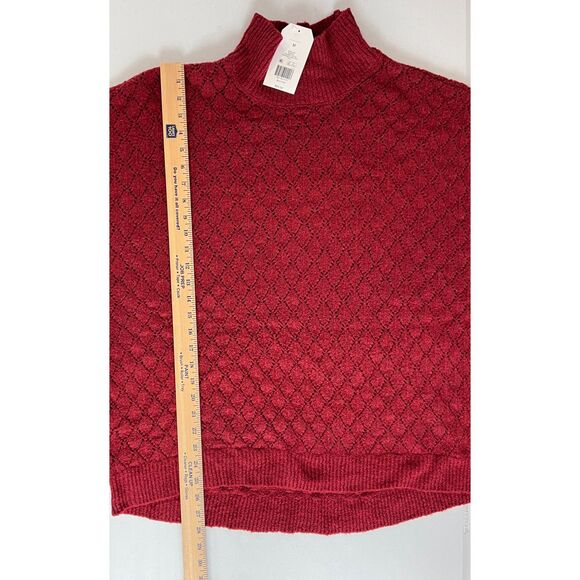 Wonderly Women's Long Sleeve Pointelle Mock Neck Tunic Sweater Red Size M - NWT - Picture 9 of 11